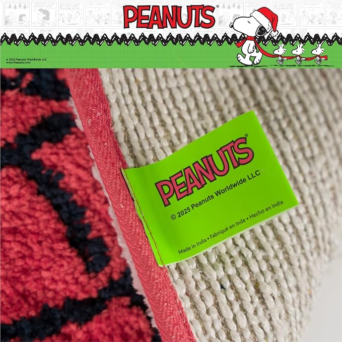 Collectibles Peanuts Snoopy Puffer Coat Holiday & Christmas Non Slip Plush Poly Knit Bathroom Mat Rug, 17x24, (Officially Licensed Product) By Franco