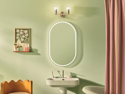 Kichler Gioe 14.25" 2-Light Vanity Light with Clear Fluted Glass in Champagne Bronze, Damp Rated, for Bathroom, Powder Room, Over a Mirror, (14.25" W x 10.5" H), 55225CPZFLU