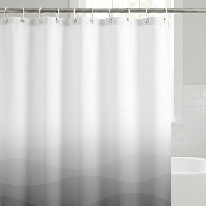 Americanflat 71x74 Wave Grey Ombre Shower Curtain - Water-Resistant Long Shower Curtain with Durable Grommets and 12 Hooks - 100% Polyester