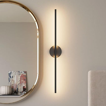 Modern Wall Sconce for Bathroom & Bedroom - 33In Black Vanity Light Fixture - 3000K Warm Light - 360 Rotate Over Mirror