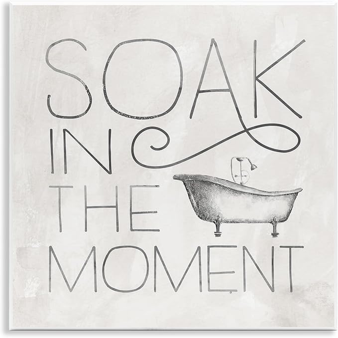 Stupell Industries 'Vintage Bathroom Soak Phrase', Wall Plaque Art, 12 x 12 Inches, Easy to Hang and Sturdy, Made in USA, by Nina Pierce