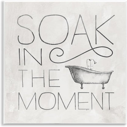 Stupell Industries 'Vintage Bathroom Soak Phrase', Wall Plaque Art, 12 x 12 Inches, Easy to Hang and Sturdy, Made in USA, by Nina Pierce