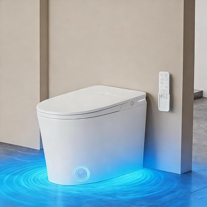 Smart Toilet with Bidet Built In, Bidet Toilet ADA Comfort Height Elongated One-Piece Toilet,Toilet With Bidet 3 Multi-Functional Cleaning Modes Night Light Heated Seat S20