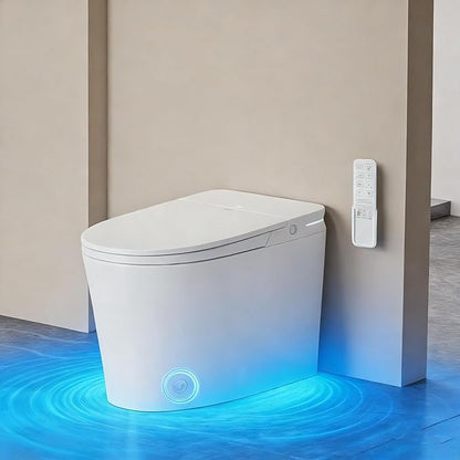Smart Toilet with Bidet Built In, Bidet Toilet ADA Comfort Height Elongated One-Piece Toilet,Toilet With Bidet 3 Multi-Functional Cleaning Modes Night Light Heated Seat S20
