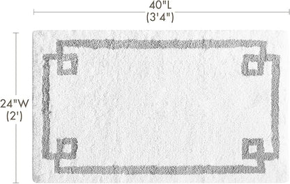 Madison Park Evan 100% Cotton Bath Rug Plush Absorbent, 24" x 40", White | Non-slip Backing, OEKO TEX, Luxurious Tufted Plush Bath Mat for Bathroom, Quick Dry, Spa Design Decorative for Shower Room