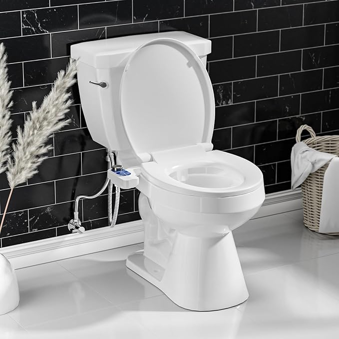 SAMODRA Non-Electric Bidet - Self Cleaning Dual Nozzle (Frontal and Rear Wash) Fresh Water Bidet Toilet Seat Attachment with Independent Adjustable Water Pressure (Ocean Blue)