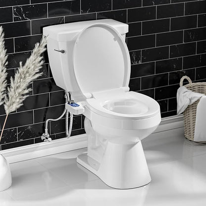 SAMODRA Non-Electric Bidet - Self Cleaning Dual Nozzle (Frontal and Rear Wash) Fresh Water Bidet Toilet Seat Attachment with Independent Adjustable Water Pressure (Ocean Blue)