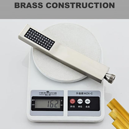 Handheld Shower Head，High Pressure Brushed Nickel Shower Head,Water Saving Detachable Shower Wand with Solid Brass Body and 5 ft Flexible Hose, Easy to Clean and Durable