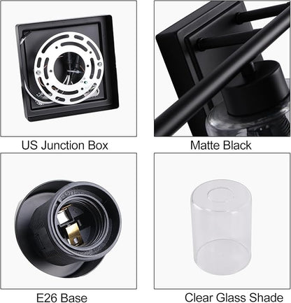 6 Light Bathroom Light Fixtures, 40 Inches Bathroom Lighting Fixtures Over Mirror, Black Vanity Light with Clear Glass Shades