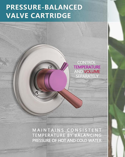 Shower Trim Kit Compatible with Delta 17& 1700 Series, Shower Cover Plate with Handle, Brushed Nickel(Valve& Catridge Not Inclued)
