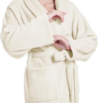Fluffy Soft Robes for Women, Warm Fleece Womens Robe, Cozy Bathrobe | Plush Bathrobe for Women, Long Fuzzy Lightweight Bath Robe with Pockets for Shower Spa Hotel House Pool