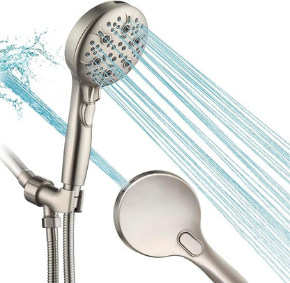 Shower Head with Handheld, 9-Setting High Pressure Shower head with handhelds, Built-in Handheld Power Spray, 79in Extra Long Stainless Steel Hose & Shower Head Holder (Brushed Nickel)