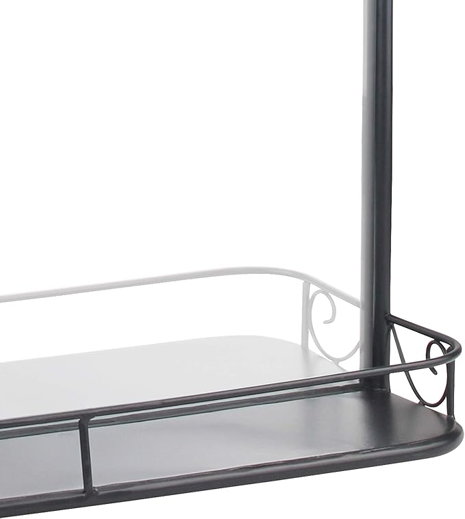 Stonebriar 21" x 16" Rectangle Black Metal Wall Mirror with Hanging Chain and Shelf, Decorative Industrial Decor for the Living Room, Bedroom, Bathroom, Hallway, and Entryway