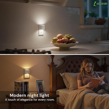 L LOHAS LED Night Lights Plug into Wall with 3CCT Adjustable, 1W Nightlight | (1600K/3000K/5000K), 1W Nightlights Plug in Wall with Dusk to Dawn Sensor, 2 Pack, White Housing