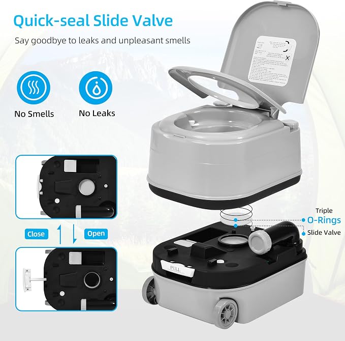 YITAHOME 5.28 Gallon Portable Toilet for Camping | RV Travel Porta Potty with Press Flush Pump, Leak-Proof, Level Indicator, Rotating Spout for Adults, Campers, RV, Boating