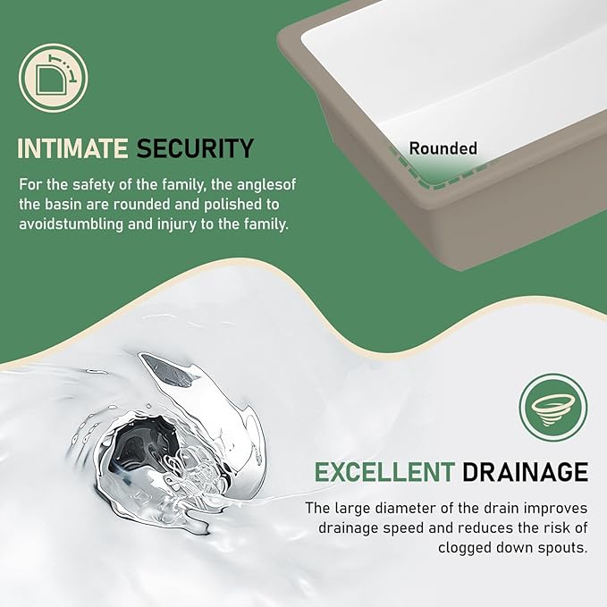 Undermout Bathroom Sink 21" x 13" Bathroom Vanity Sinks Undermount Rectangle White Ceramic Vanity Vessel Sinks with Overflow