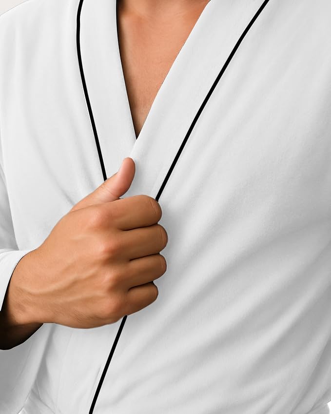 Cotton Blend Lightweight Knit Robe for Men Soft Loungewear Bathrobe