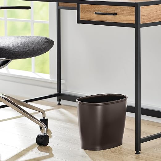 iDesign Slim Plastic Bathroom Trash Can, Bronze | Small Garbage Bin, For Bedroom, Office, Desk, Dorm