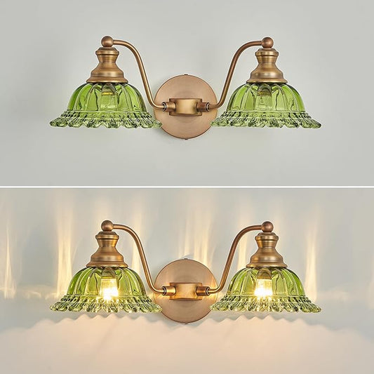Green 2 Light Vanity Light Bathroom Light Vintage Bathroom Light Fixtures