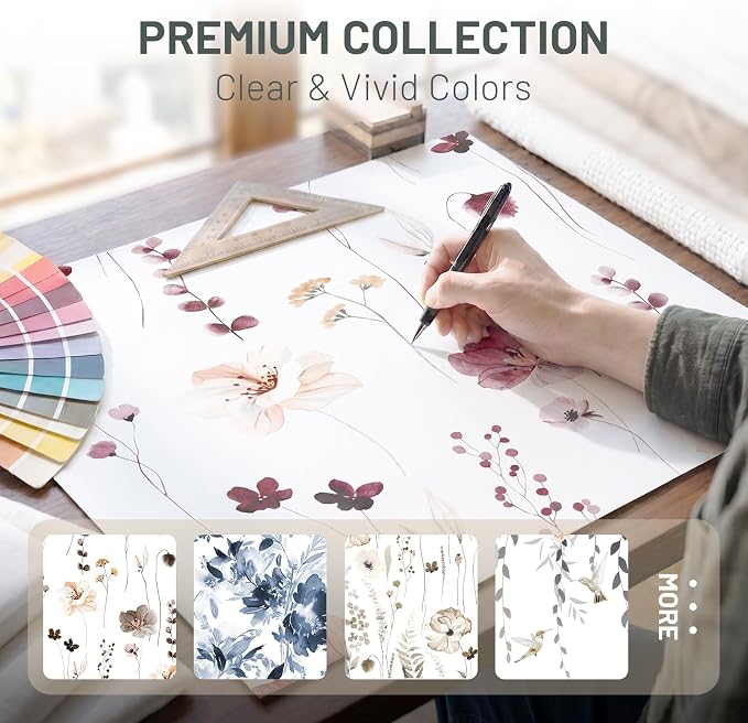 No Hook Floral Shower Curtain with Liner, Burgundy Flower, 71x74 | Snap in Liner, 3 in 1, Water Repellent, Easy Install, Machine Washable, Hotel Style for Bathroom, Watercolor Pattern