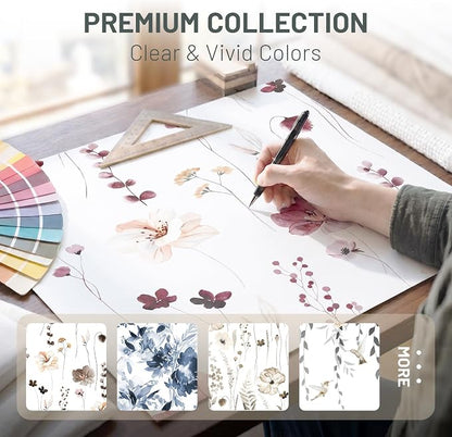 No Hook Floral Shower Curtain with Liner, Burgundy Flower, 71x74 | Snap in Liner, 3 in 1, Water Repellent, Easy Install, Machine Washable, Hotel Style for Bathroom, Watercolor Pattern