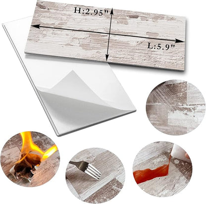 AULIGET 100 Piece Peel and Stick Backsplash PVC Tile, 3 Inch x 6 Inch Brown Birch Stick on Wall Tiles for Backsplash Kitchen, Bathroom, Laundry Room, Camper, Fireplace
