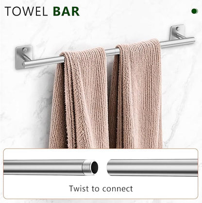 5 Pieces Bathroom Hardware Accessories Set Brushed Nickel Towel Bar Set Stainless Steel Towel Racks for Bathroom,Wall-Mounted 23.6 inch
