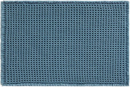 TYUU Waffle Bath Mat, Boho Bathroom Rugs Non Slip, 36x24 Denim Blue | Super Absorbent Quick Dry Bath Rug, Non-Slip Backing, Soft Waffle Washable Farmhouse Bathroom Mats, Tub, Shower & Home Decor