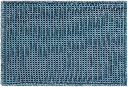 TYUU Waffle Bath Mat, Small Boho Bathroom Rugs Non Slip 24x16 Denim Blue | Super Absorbent Quick Dry Bath Rug, Non-Slip Backing, Soft Waffle Washable Farmhouse Bathroom Mats, Tub, Shower & Home Decor