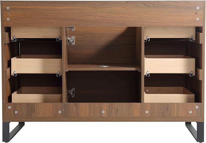 Opulence Collection 48 in. W x 20 in. D x 33 in. H Bathroom Vanity in Walnut Ebony with White Carrara Sintered Stone Sink - Black Hardware
