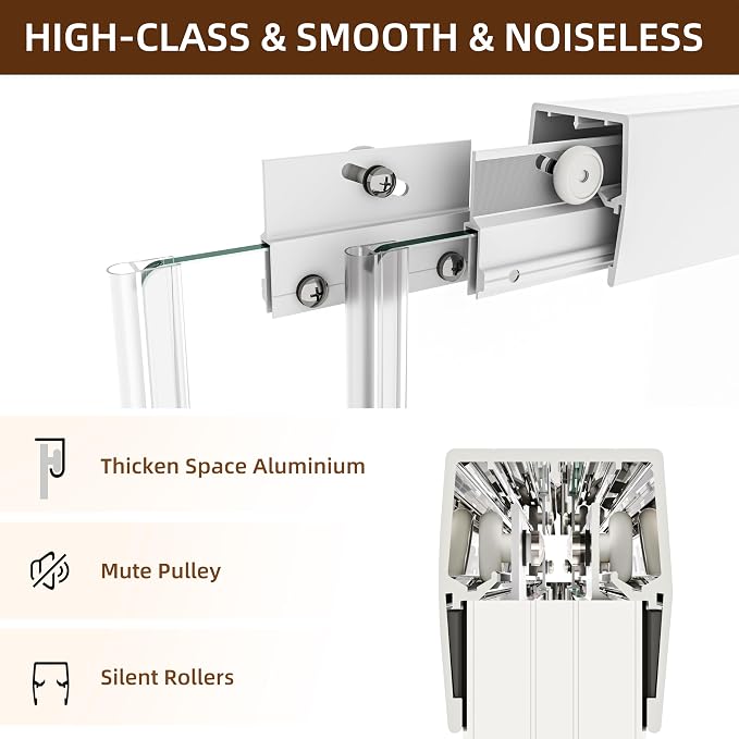 Royal Guard 44-48" W x 72" H Double Sliding Shower Door,Matte White | Semi-Frameless Glass Shower Door with 1/4'' (6mm) Clear SGCC Tempered Glass,Bypass Shower Enclosure,Easy to Clean&Waterproof