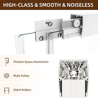 Royal Guard 44-48" W x 72" H Double Sliding Shower Door,Matte White | Semi-Frameless Glass Shower Door with 1/4'' (6mm) Clear SGCC Tempered Glass,Bypass Shower Enclosure,Easy to Clean&Waterproof