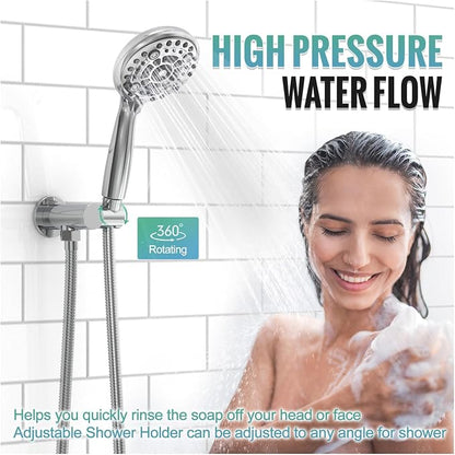 SR SUN RISE Shower Faucet - 10 Inch Multifunctional High Pressure Shower Head System with Handheld Shower Head Fixtures - Valve Included - Polished Chrome