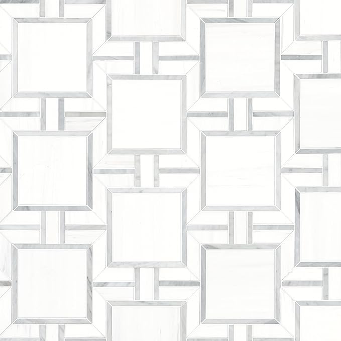 MSI Bianco Dolomite Alana 11 in. x 13 in. Polished Marble Mosaic Floor and Wall Tile for Bathroom, Kitchen Backsplash, Accent Wall Tile, and Shower Wall Tile