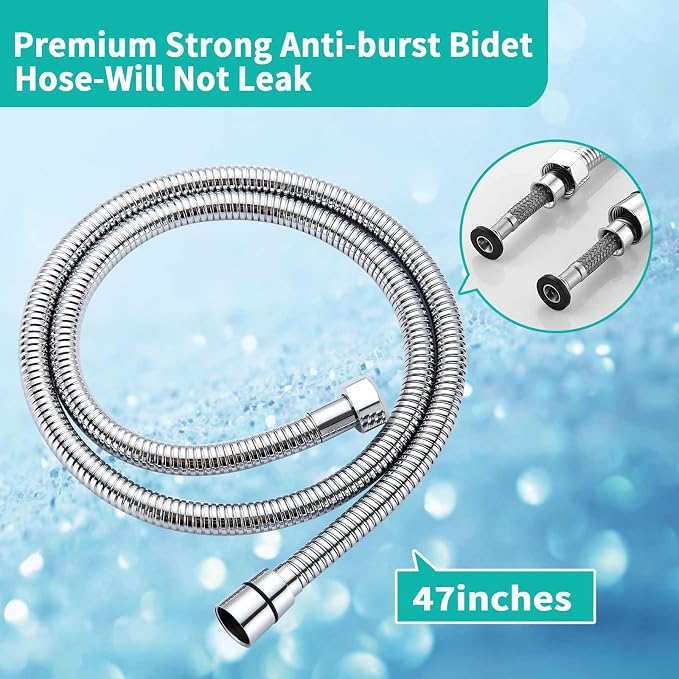 BARROCK Handheld Bidet Sprayer Combo Set for Toilet, Portable Bathroom Bidet Seat Attachment, 2 Way Installation Hang or Wall-Mount Shattaf Kit for Women with Brass T-Valve Explosion-Proof Hose Chrome