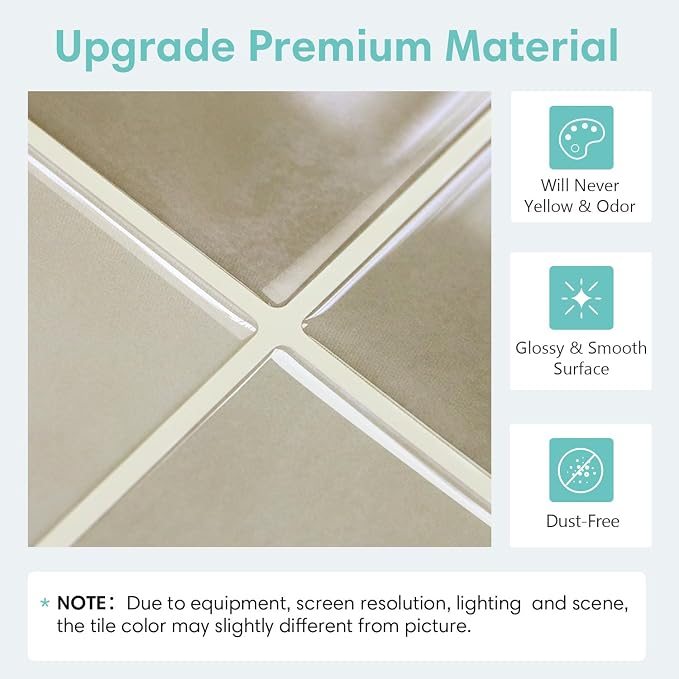 Commomy Thicker Peel and Stick Tiles 10 pcs of 12" x 12" | 3D Adhesive Square Peel and Stick Tiles Backsplash for Kitchen, Bathroom,Waterproof, Vinyl Wall Tile(Cover 10 Sq.ft)