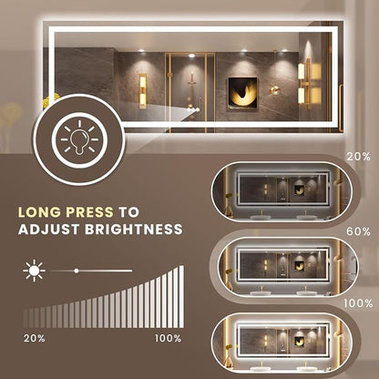 LOAAO 84"X32" LED Bathroom Mirror with Lights, UL Listed | Anti-Fog, Dimmable, 3 Color Temperature, Backlit + Front Lit, Memory Function, Tempered Glass