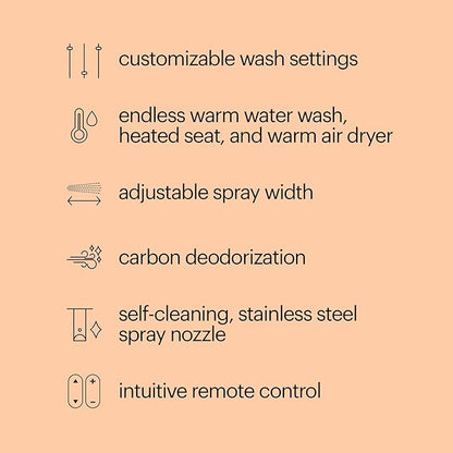Brondell S1000-RW Swash Electric Bidet Toilet Seat with Oscillating Stainless Steel Nozzle, Round, S1000-Standard Profile