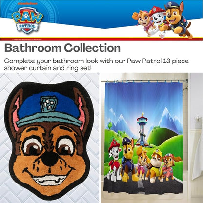 Paw Patrol Chase 100% Cotton Non Slip Plush Bathroom Mat Rug (Officially Licensed Product) By Franco