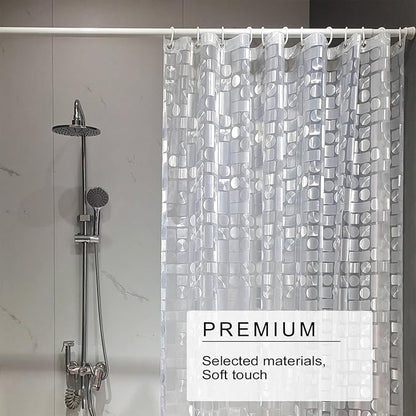 TIKABC Shower Curtain Liner, 4G PEVA Shower Liner, Plastic Peva Waterproof Shower Curtains, 72x72 inch with Grommet Holes 3 Magnetic Weights