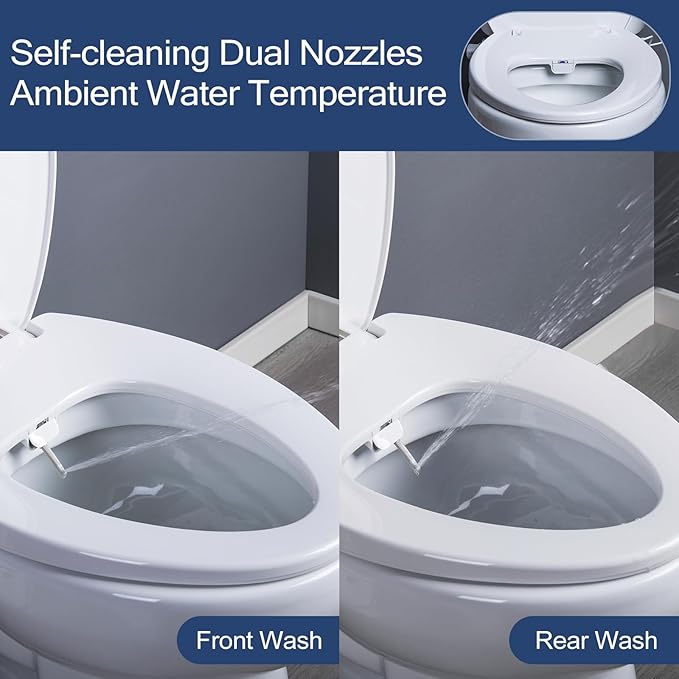 Bidet Toilet Seat Elongated, Heated Toilet Seat, Rear and Feminine Washing, Electric, Slow Close Lid, Night Light, Ambient Water Temperature, White
