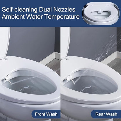 Bidet Toilet Seat Elongated, Heated Toilet Seat, Rear and Feminine Washing, Electric, Slow Close Lid, Night Light, Ambient Water Temperature, White