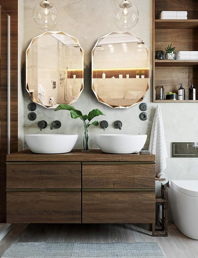 20x28 Inch Bathroom Mirrors for Over Sink, Round Frameless Mirrors for Wall | Beveled Bathroom Mirror, Bathroom Vanity Circle Mirror for Bedroom Living Room Entryway Home Decor