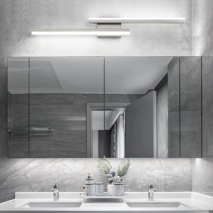 36in Vanity Lights,36W 2500LM Modern Brushed Nickel Vanity Light Bathroom Lighting Fixture Over Mirror, Dimmable LED Bathroom Light Fixture 5000K Cool White Vanity Light Bar -2 Light