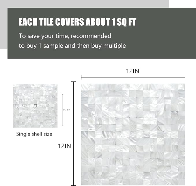 KASARO Peel and Stick Backsplash Shell Tiles, Mother of Pearl Mosaic Self Adhesive Tiles for Kitchen Wall Bathroom Bedroom Decor, White, 6-Sheet | Waterproof self-adhesive mosaic tiles with 6 sq ft coverage for kitchen backsplash, bathroom walls and ea...