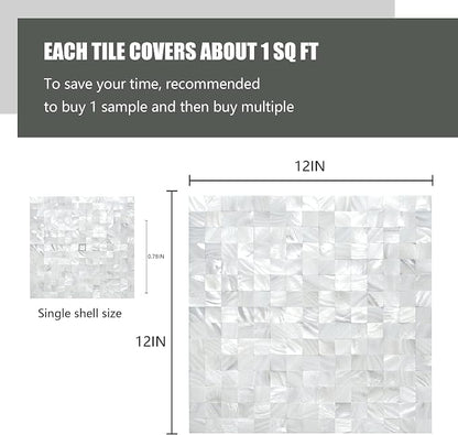 KASARO Peel and Stick Backsplash Shell Tiles, Mother of Pearl Mosaic Self Adhesive Tiles for Kitchen Wall Bathroom Bedroom Decor, White, 6-Sheet | Waterproof self-adhesive mosaic tiles with 6 sq ft coverage for kitchen backsplash, bathroom walls and ea...