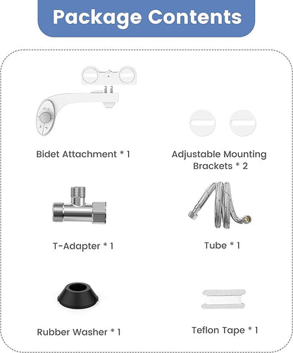 Ultra-Slim Bidet Attachment for Toilet - Effortless Non-Electric Self-Cleaning Dual Retractable Nozzles Bidets Toilet Seat, Adjustable Water Pressure Fresh Water Sprayer Baday