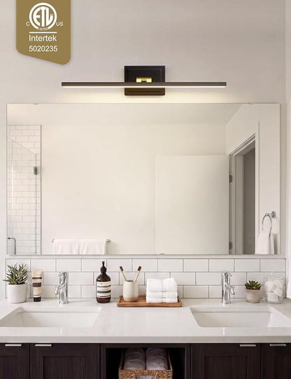 VOLISUN Modern Bathroom Vanity Light 31.5 inch, Rotatable, 18W Dimmable 5CCT Led Bathroom Light Fixture Over Mirror, Black Gold Bar Vanity Light for Bathroom Mirror Cabinets-ETL Certificated