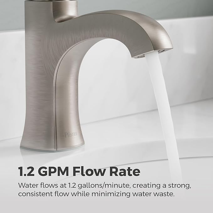 Pfister Vaneri Bathroom Sink Faucet, Single Control, 1-Handle, Single Hole, NSF Certified, Spot Defense Brushed Nickel Finish, LF042VRIGS