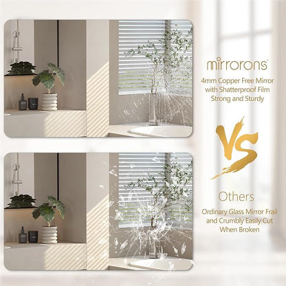 Mirrorons 40 x 30 Bathroom Mirror, Rounded Corner Frameless Mirror, Modern Bathroom Wall Mirror Vanity Mirror for Living Room, Bedroom, Bathroom, Entryway (Horizontal/Vertical)